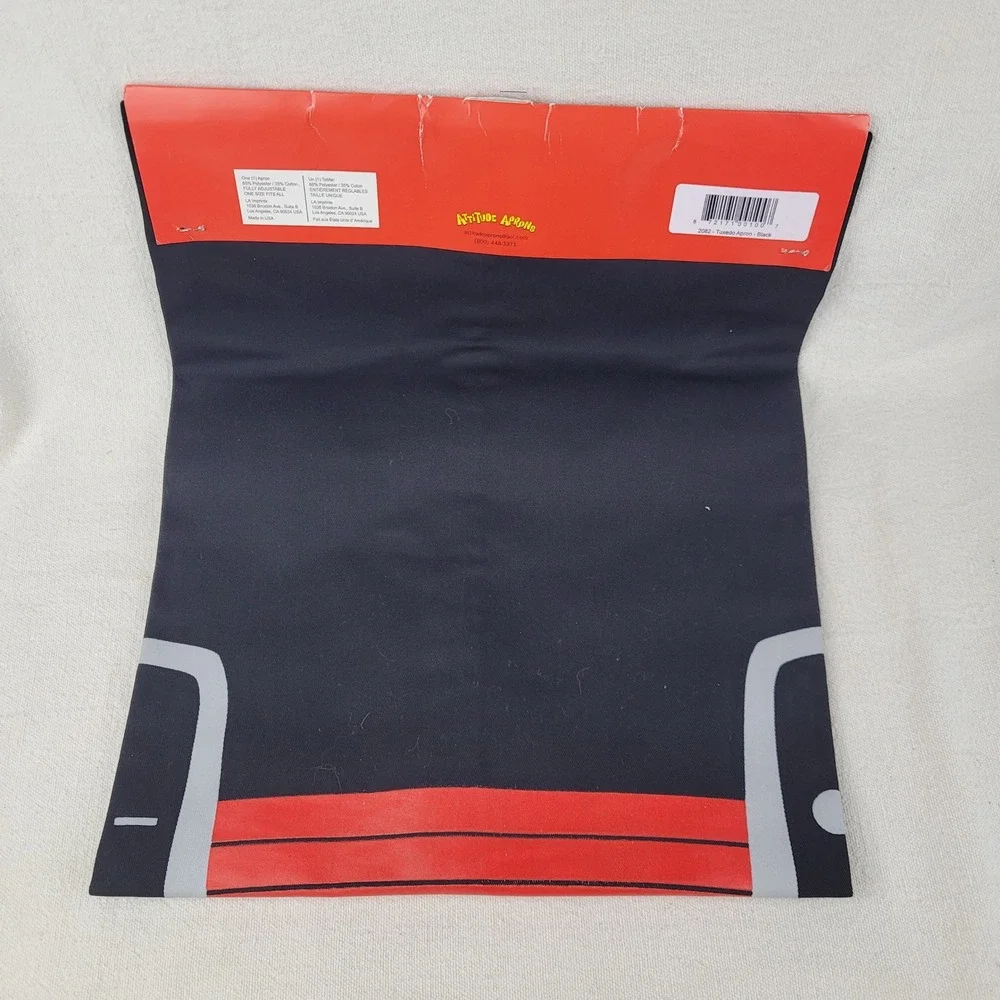 Attitude Aprons Tuxedo Novelty BBQ Cooking Apron Black Red Bow Tie One Size NEW